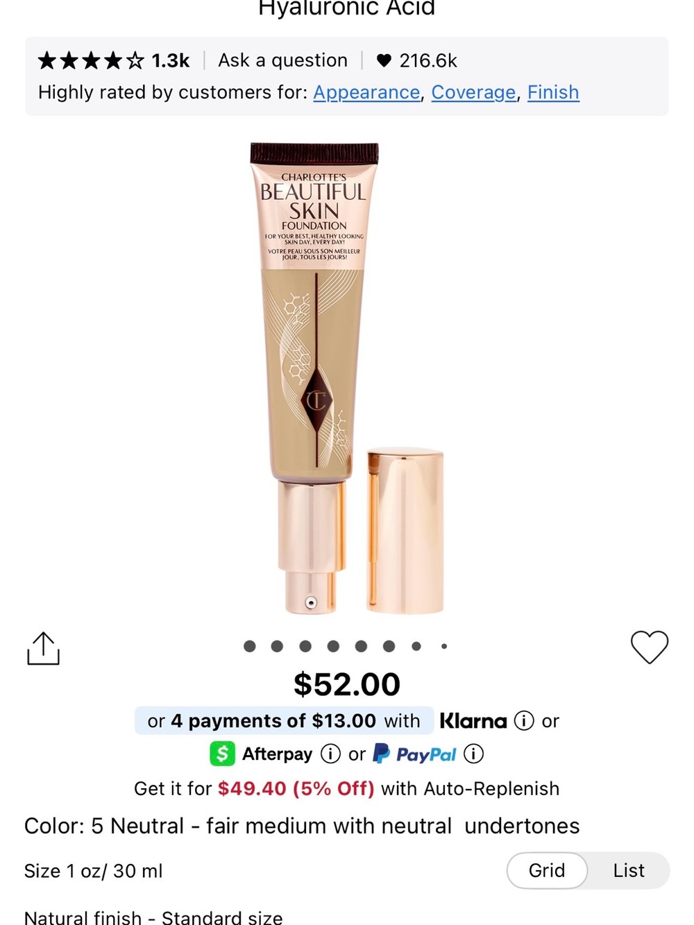 Charlotte Tilbury Beautiful Skin Foundation — Neutral Fair-Medium Shade New!